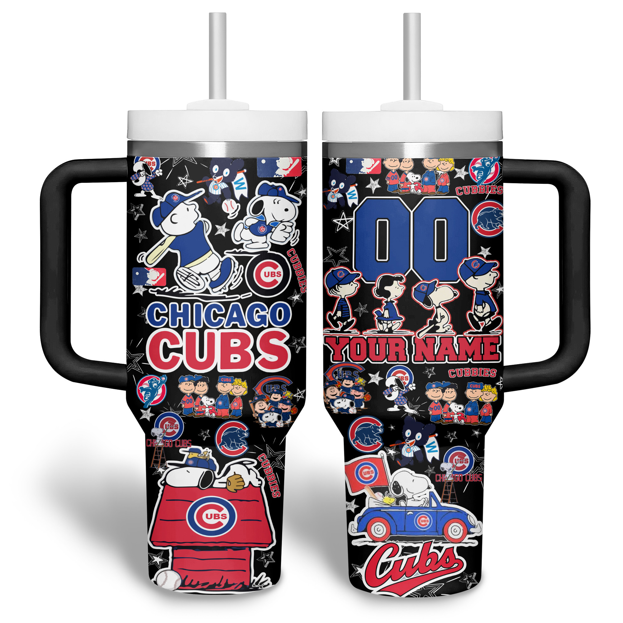 Customizable Chicago Cubs Peanuts Tumbler - Personalized Name & Number - Image 6