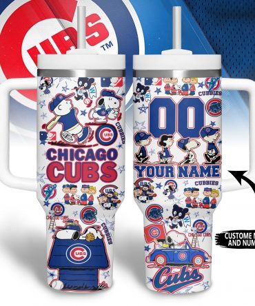Customizable Chicago Cubs Peanuts Tumbler - Personalized Name & Number