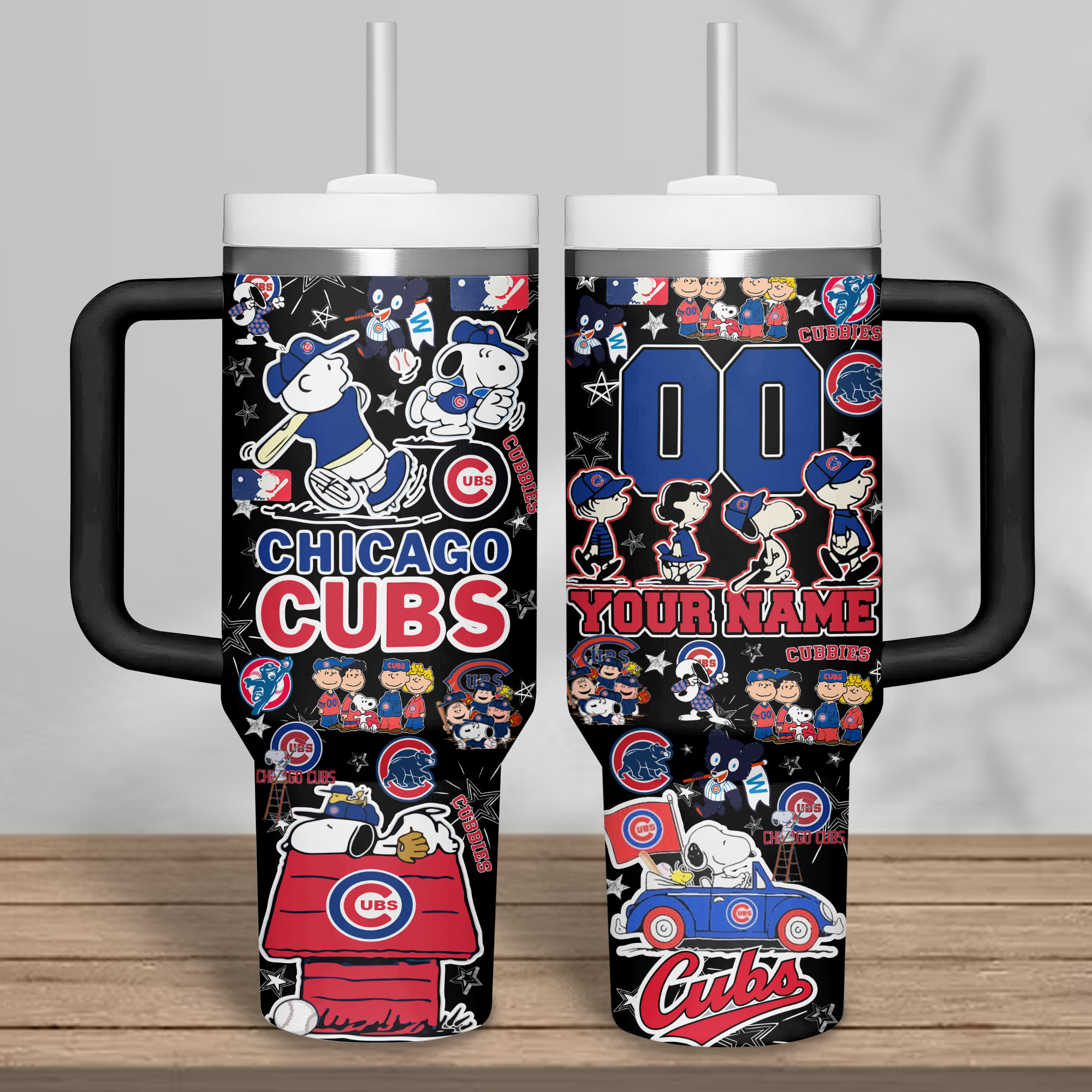 Customizable Chicago Cubs Peanuts Tumbler - Personalized Name & Number - Image 7