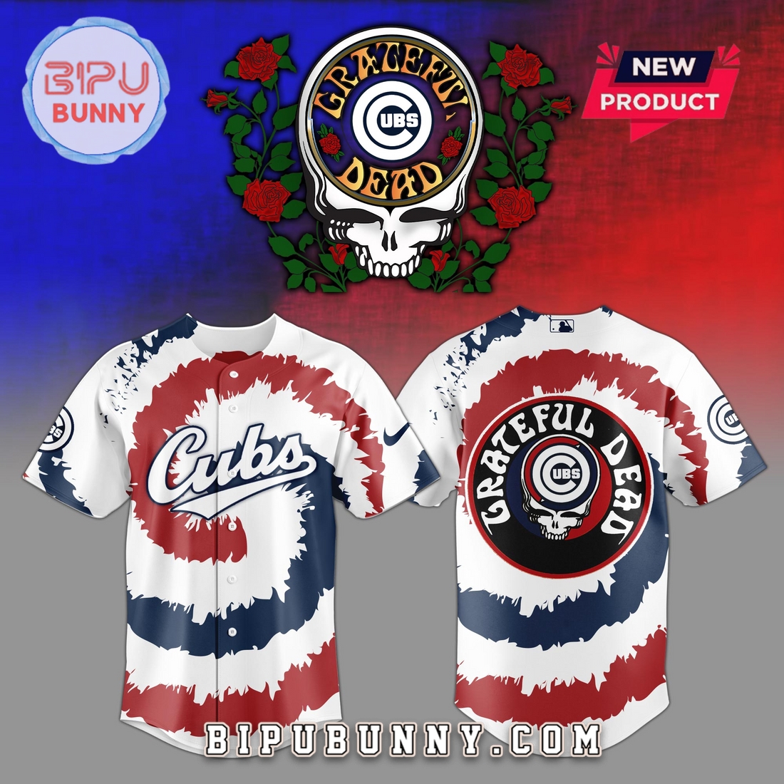 Chicago Cubs MLB x Grateful Dead Baseball Jersey - Image 2
