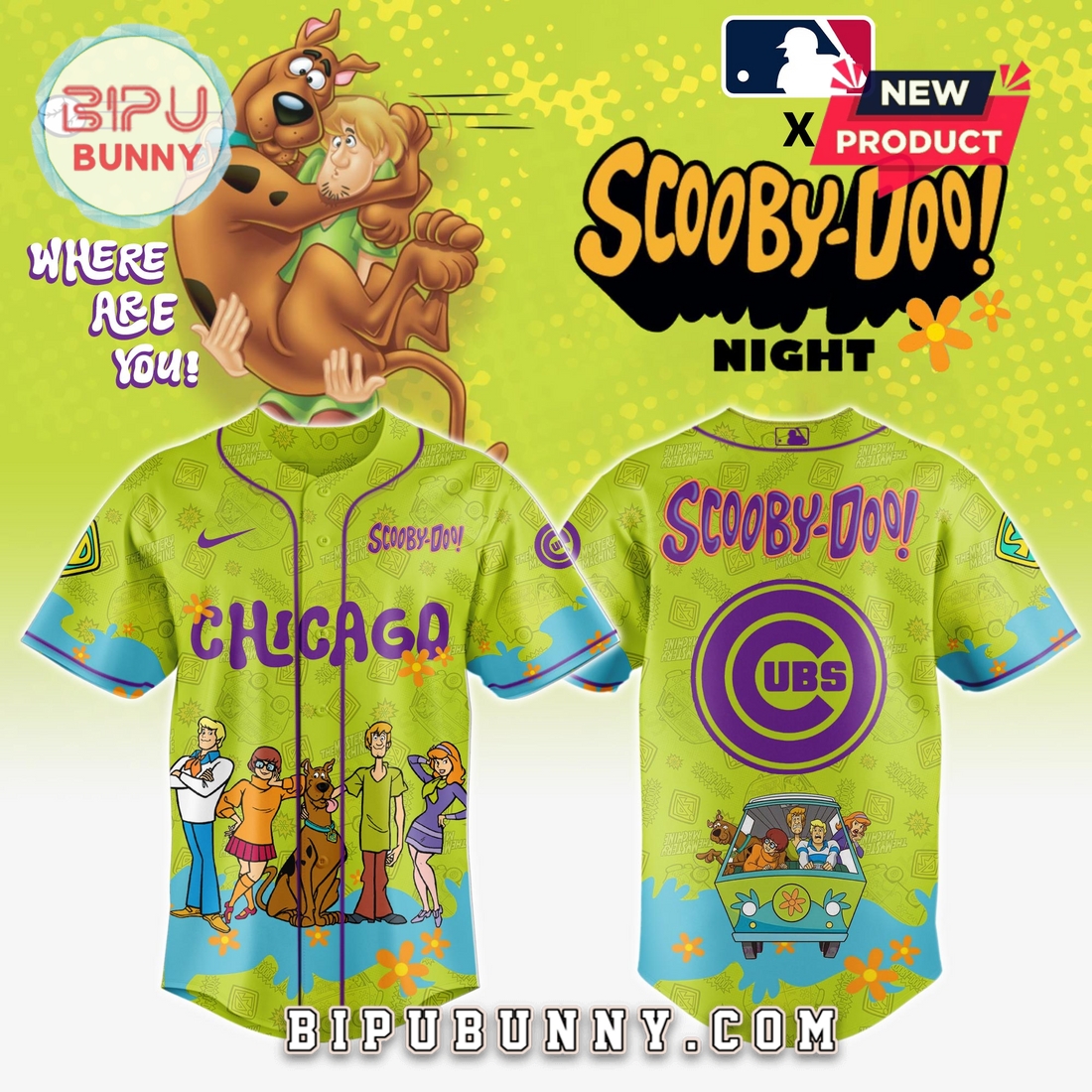 Chicago Cubs MLB x Scooby Doo Baseball Jersey