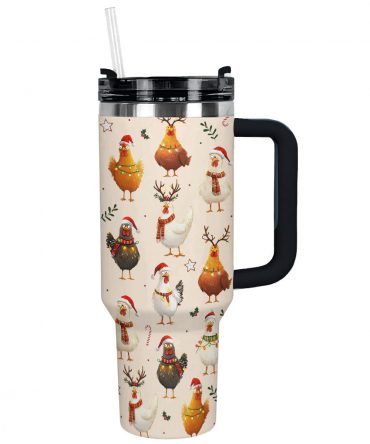 Chicken Holiday Christmas Custom Stanley Quencher 40oz Stainless Steel Tumbler With Handle