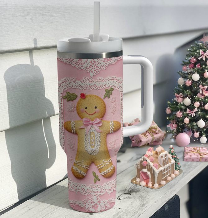 Chrismas Coquette Christmas Custom Stanley Quencher 40oz Stainless Steel Tumbler With Handle - Image 2