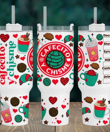 Cafecito y Chisme Tumbler Cup - Fun & Colorful Coffee Lovers Gift