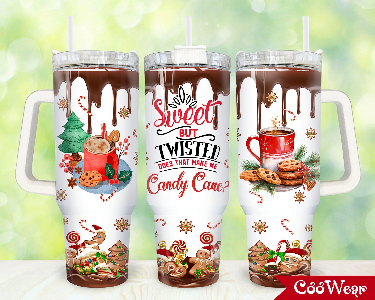 Sweet But Twisted Christmas Tumbler with Handle - Festive Holiday Mug