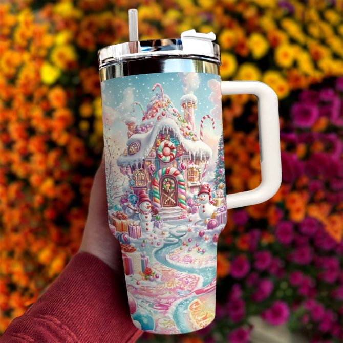 Christmas Candyland Custom Stanley Quencher 40oz Stainless Steel Tumbler With Handle - Image 3