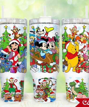 Festive Disney Characters Christmas Tumbler - Holiday Cheer in Every Sip!