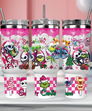 Festive Holiday Cartoon Tumbler with Straw - Celebrate Christmas in Style