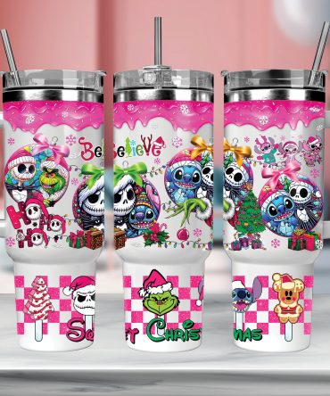 Festive Holiday Tumbler with Straw - Vibrant Christmas Cartoon Design