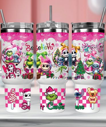 Festive Holiday Characters Tumbler - Fun Christmas Travel Mug with Handle & Straw