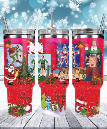 Festive Holiday Movie-Themed Tumbler Mug with Straw - Perfect Christmas Gift
