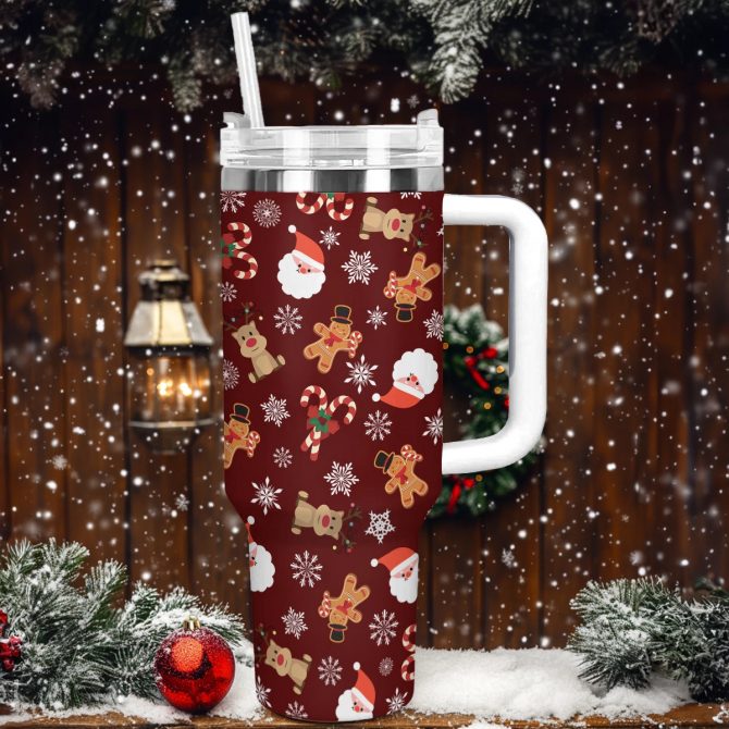 Christmas Cheer Custom Stanley Quencher 40oz Stainless Steel Tumbler With Handle - Image 2