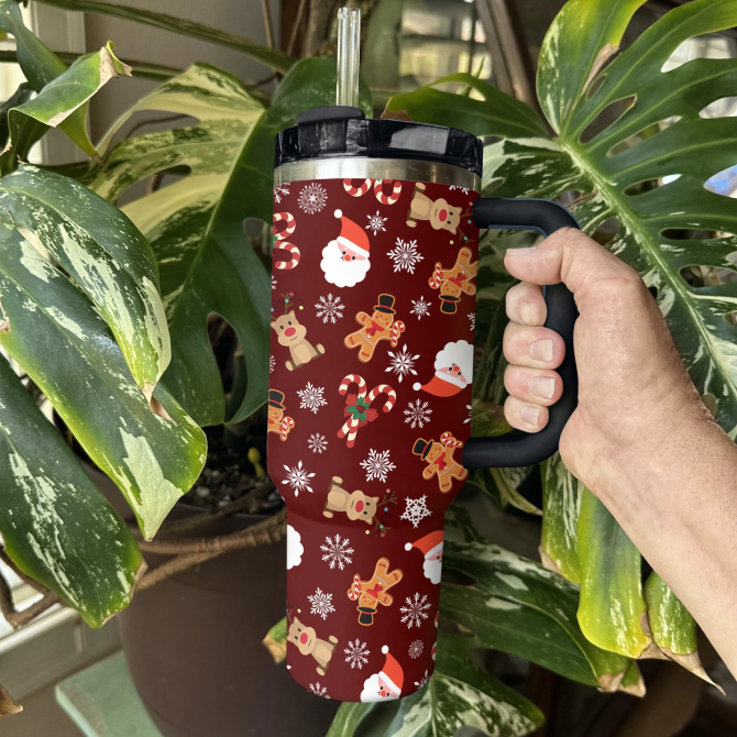 Christmas Cheer Custom Stanley Quencher 40oz Stainless Steel Tumbler With Handle - Image 3