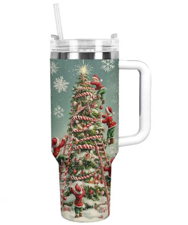 Christmas Cheer Elf Custom Stanley Quencher 40oz Stainless Steel Tumbler With Handle