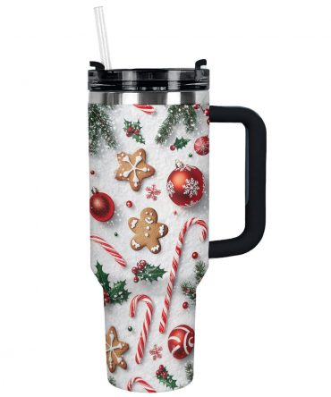 Christmas Cookie Delight Custom Stanley Quencher 40oz Stainless Steel Tumbler With Handle