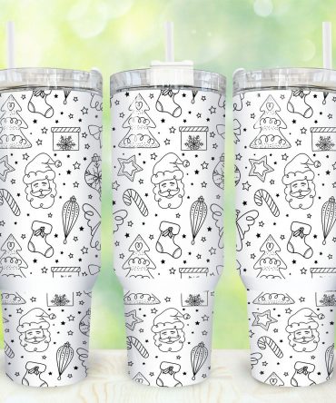 Festive Christmas Coloring Tumbler with Handle - Perfect Holiday Gift!