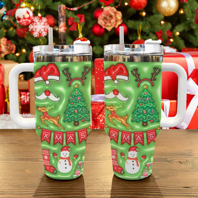 Christmas Custom Stanley Quencher 40oz Stainless Steel Tumbler With Handle - Image 2