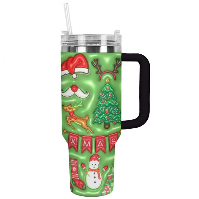 Christmas Custom Stanley Quencher 40oz Stainless Steel Tumbler With Handle