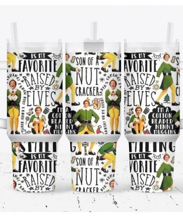 Festive Elf-Themed Tumbler with Straw - Holiday Cheer on the Go!