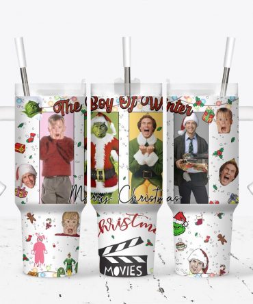 Festive Christmas Movie-Themed Tumbler with Straw - Holiday Drinkware Gift