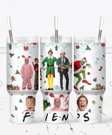 Festive Friends Holiday Tumbler with Straw - Perfect Christmas Gift