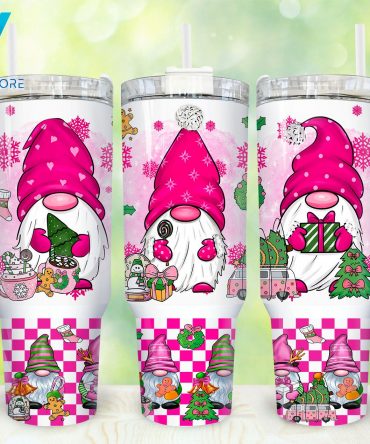 Festive Gnome Insulated Tumbler with Handle - Perfect for Holiday Drinks