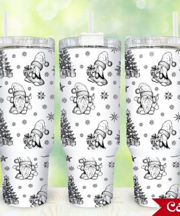 Festive Gnome Christmas Tumbler with Handle - Holiday Drinkware Gift