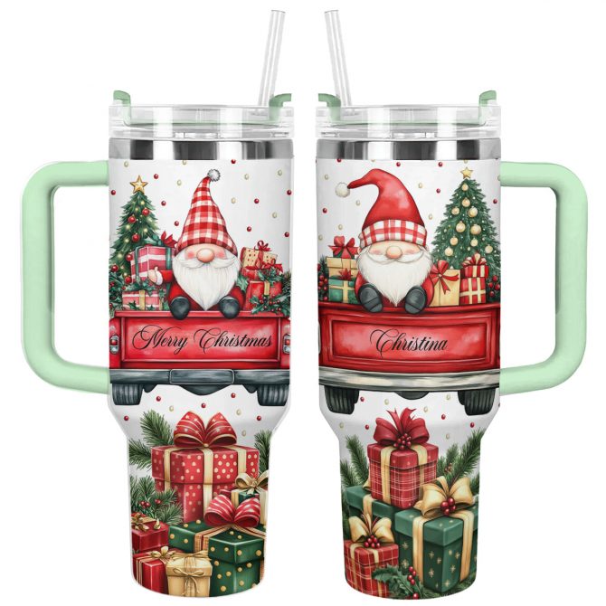 Christmas Gnome Custom Stanley Quencher 40oz Stainless Steel Tumbler With Handle