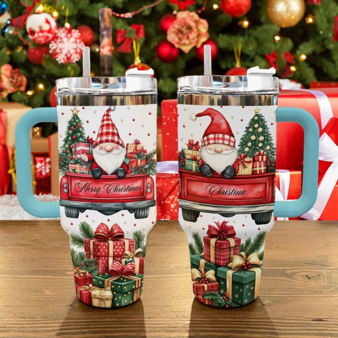 Christmas Gnome Custom Stanley Quencher 40oz Stainless Steel Tumbler With Handle - Image 2