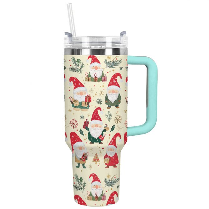 Christmas Gnome Custom Stanley Quencher 40oz Stainless Steel Tumbler With Handle