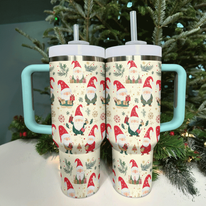 Christmas Gnome Custom Stanley Quencher 40oz Stainless Steel Tumbler With Handle - Image 2