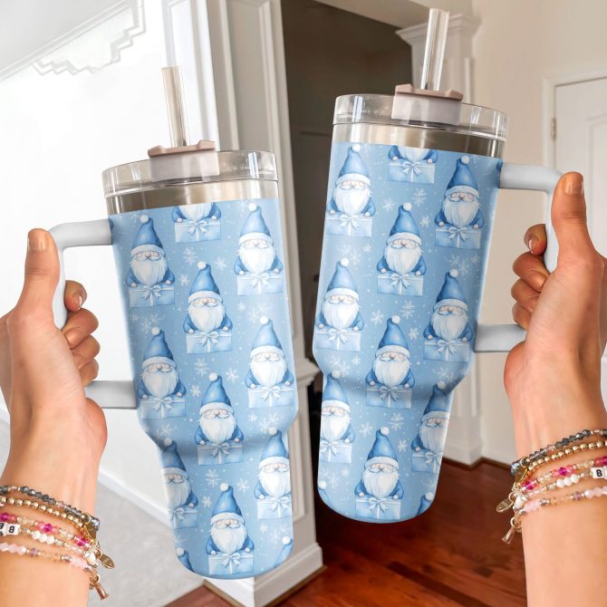 Christmas Gnomes Custom Stanley Quencher 40oz Stainless Steel Tumbler With Handle - Image 2