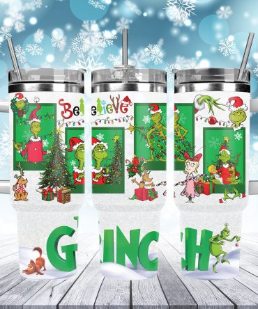 Festive Grinch Insulated Tumbler with Straw - Perfect Holiday Gift!