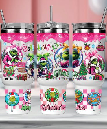 Festive Grinch Christmas Tumbler Mug with Straw - Perfect Holiday Gift