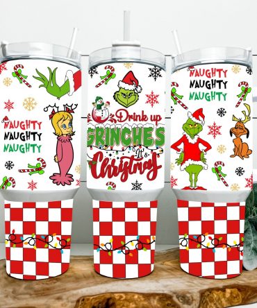 Festive Grinch Christmas Tumbler - Naughty and Nice Holiday Mug