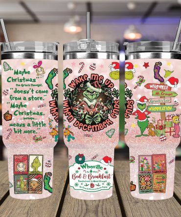 Festive Grinch Tumbler - Wake Me Up When December Ends