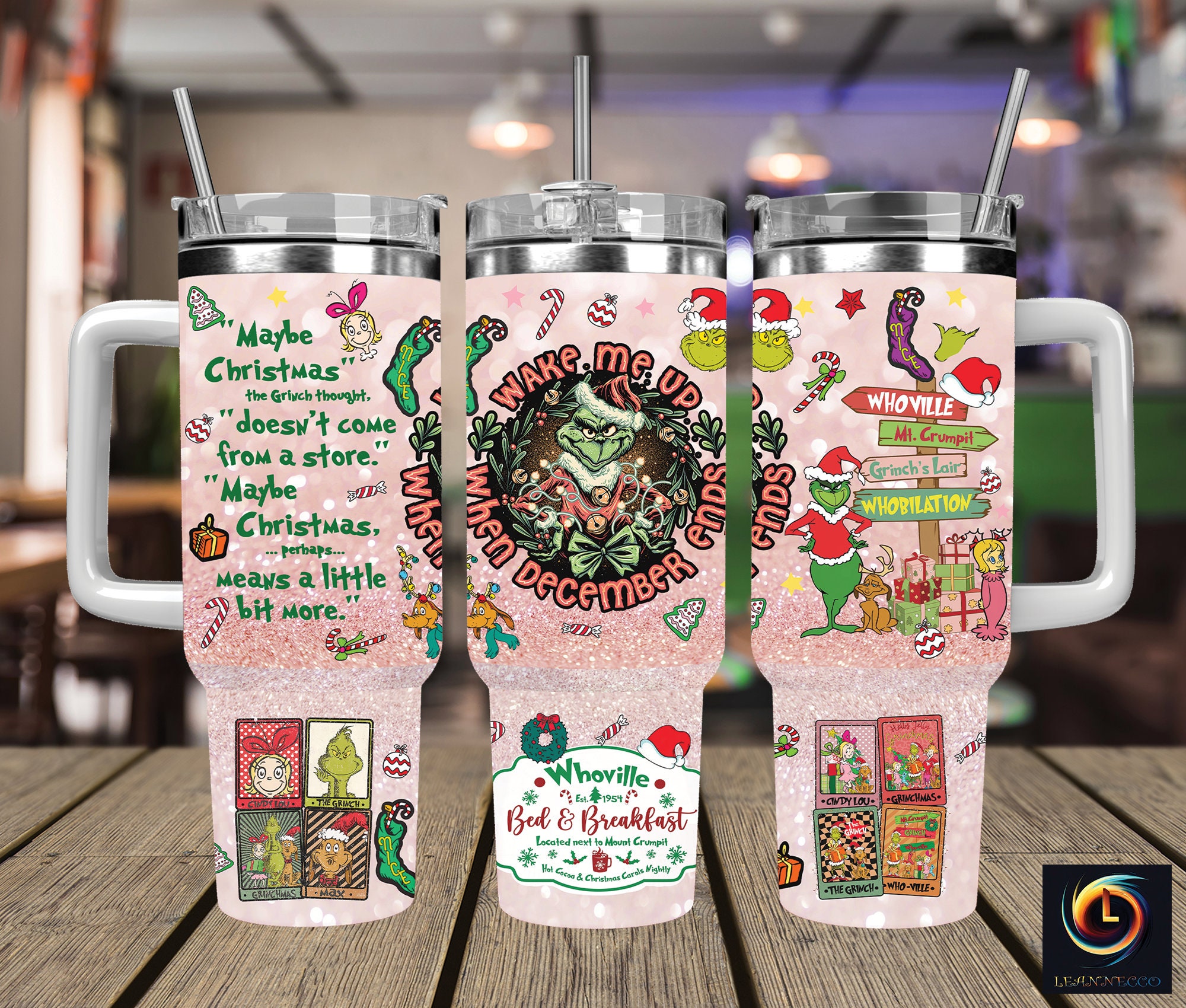 Festive Grinch Tumbler - Wake Me Up When December Ends