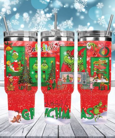 Festive Grinch Christmas Mug with Straw - Perfect Holiday Gift