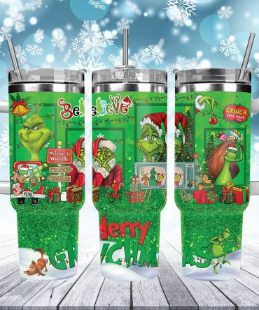 Festive Grinch Christmas Travel Mug - Insulated, Colorful Holiday Design