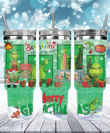 Festive Grinch Tumbler Mug - Double Wall Insulated, Holiday Cheer