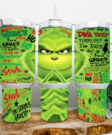 Festive Grinch-Themed Insulated Tumbler with Handle - Perfect for Holiday Cheer