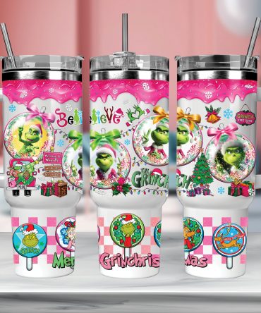 Festive Grinch Christmas Tumbler with Straw - Holiday Cheer on the Go