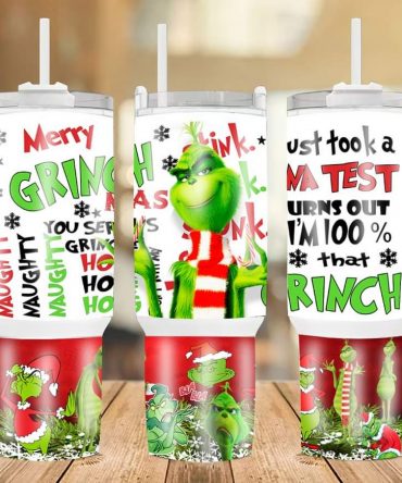 Festive Grinch Tumbler with Handle - Perfect for Holiday Cheer