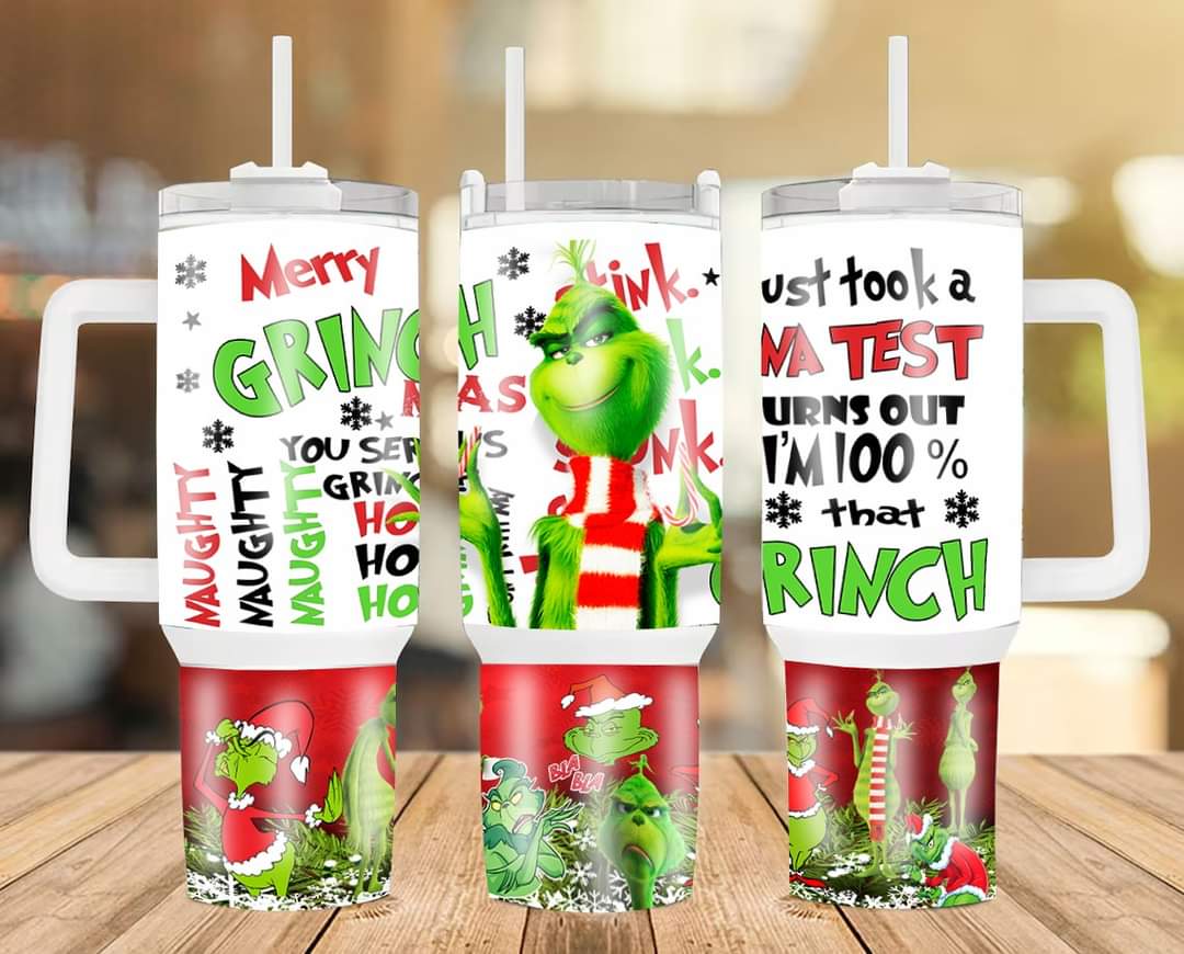 Festive Grinch Tumbler with Handle - Perfect for Holiday Cheer