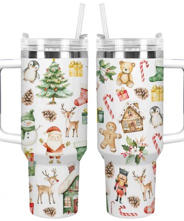 Christmas Holiday Custom Stanley Quencher 40oz Stainless Steel Tumbler With Handle