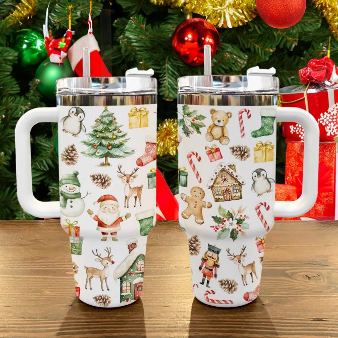 Christmas Holiday Custom Stanley Quencher 40oz Stainless Steel Tumbler With Handle - Image 2