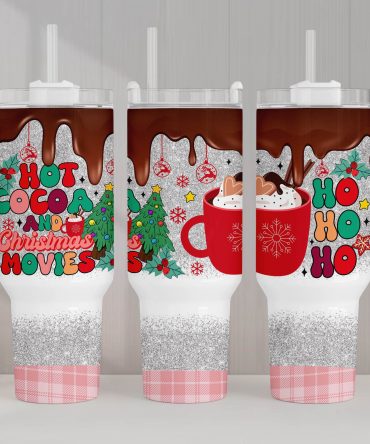 Festive Hot Cocoa & Christmas Movies Tumbler - Perfect Holiday Gift