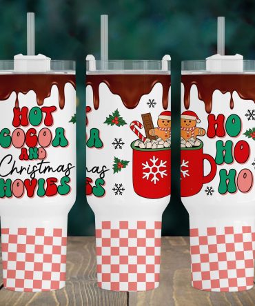 Festive Hot Cocoa & Christmas Movies Insulated Tumbler - Perfect Holiday Gift!
