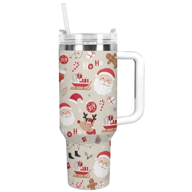 Christmas Joy Custom Stanley Quencher 40oz Stainless Steel Tumbler With Handle