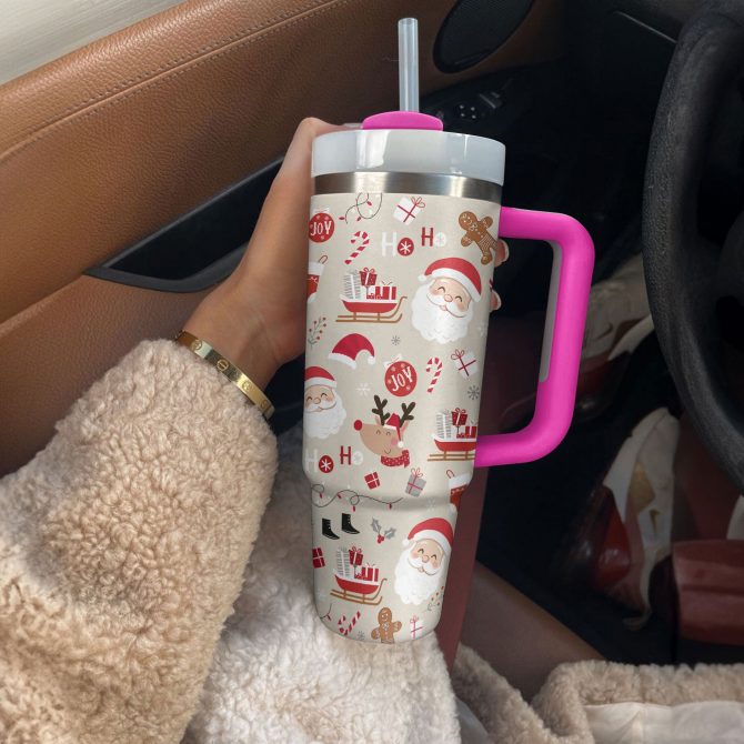 Christmas Joy Custom Stanley Quencher 40oz Stainless Steel Tumbler With Handle - Image 3